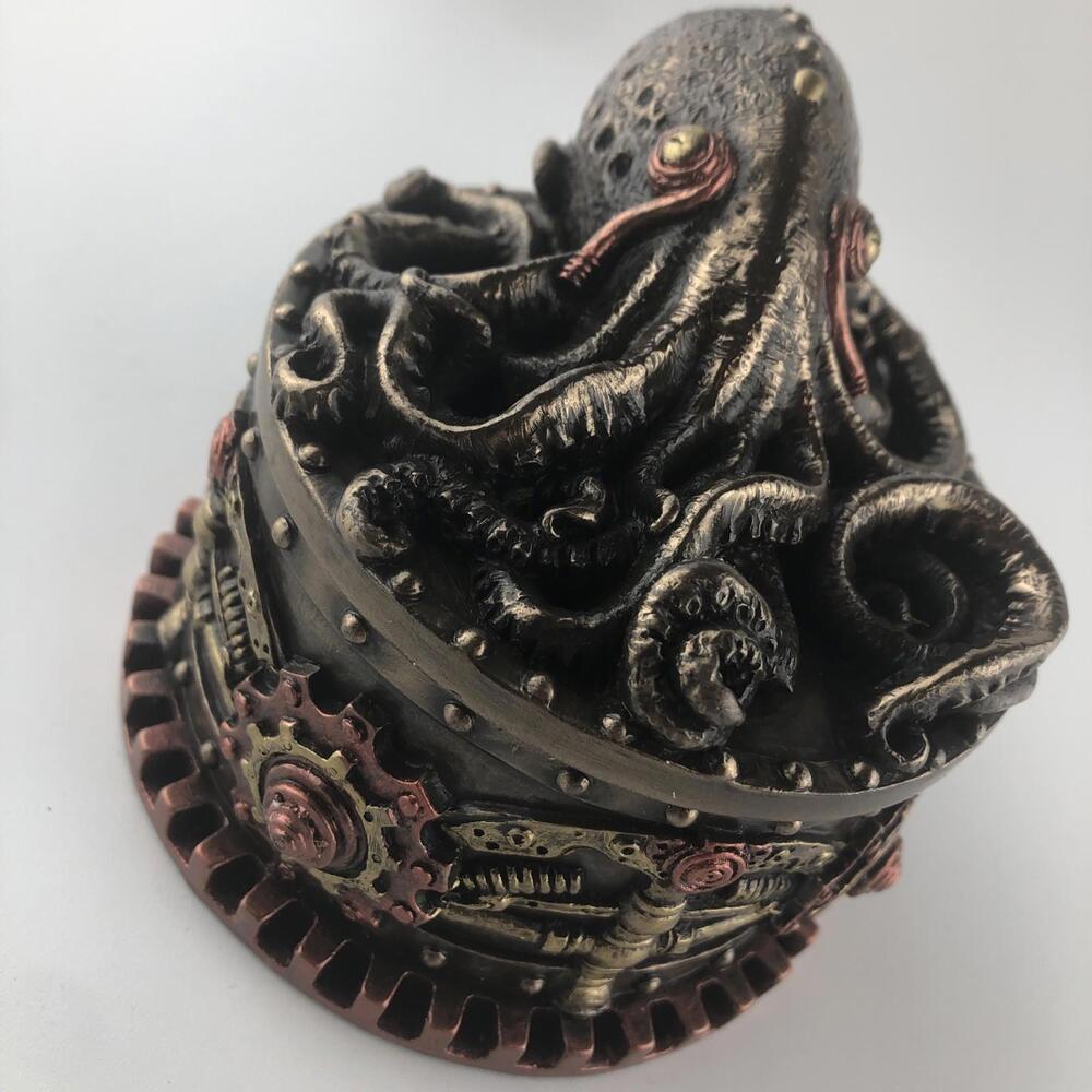 Decorative Bronze Finish Steampunk Octopus Trinket Box Kraken Norse Sea Monster - Picture 3 of 9